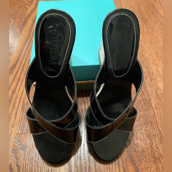 Vintage Ralph Lauren monogrammed wedges. Like new. Size 8 - Picture 2 of 5